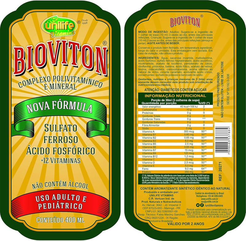 Bioviton – 400ml | Suplemento Nutricional para Adultos e Crianças