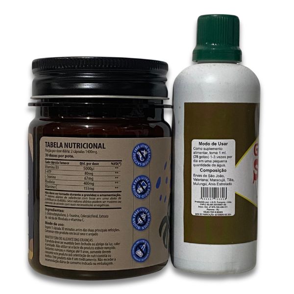 Kit Serenidade Canteiro de Ervas: Cápsulas de Serotonina + Gotas de São João