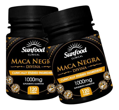 Maca Negra Divina – Sunfood – 120 Cápsulas (1000mg por porção diária)