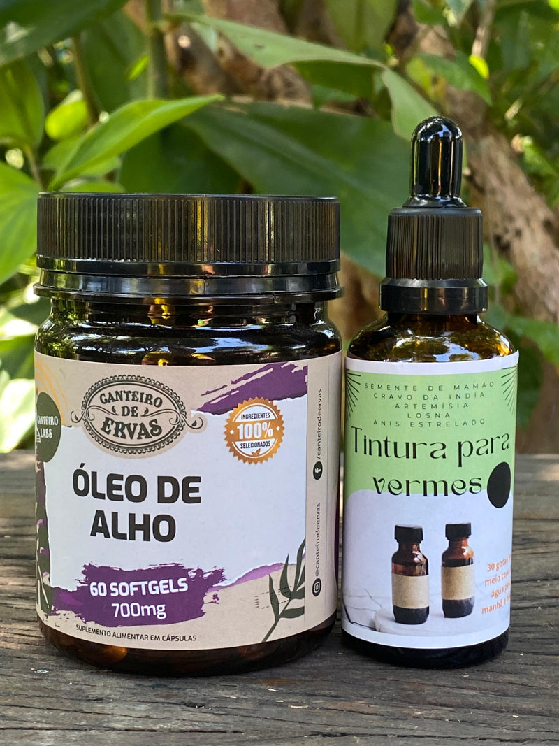 Combo Antiparasitário: Óleo de Alho + Tintura Mata-Vermes