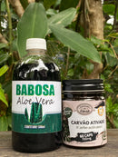 🌿 Kit Desintoxicação – Babosa + Carvão Ativado 🌿