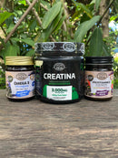 Kit Iniciante Academia – Creatina Pura + Ômega 3 + Polivitamínico | Canteiro de Ervas