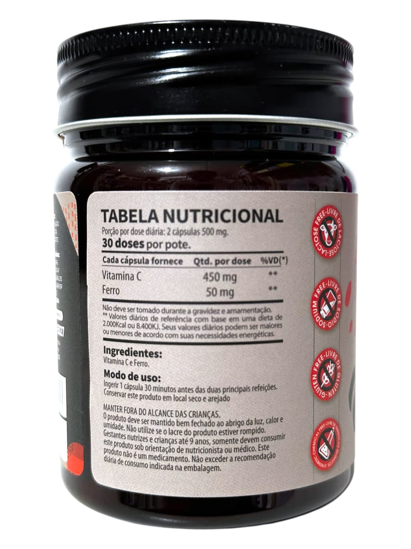 Ferro + Vitamina C – Canteiro de Ervas (60 cápsulas)