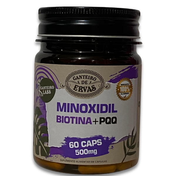 Minoxidil + Biotina + PQQ – 60 Cápsulas | Canteiro de Ervas 🌿