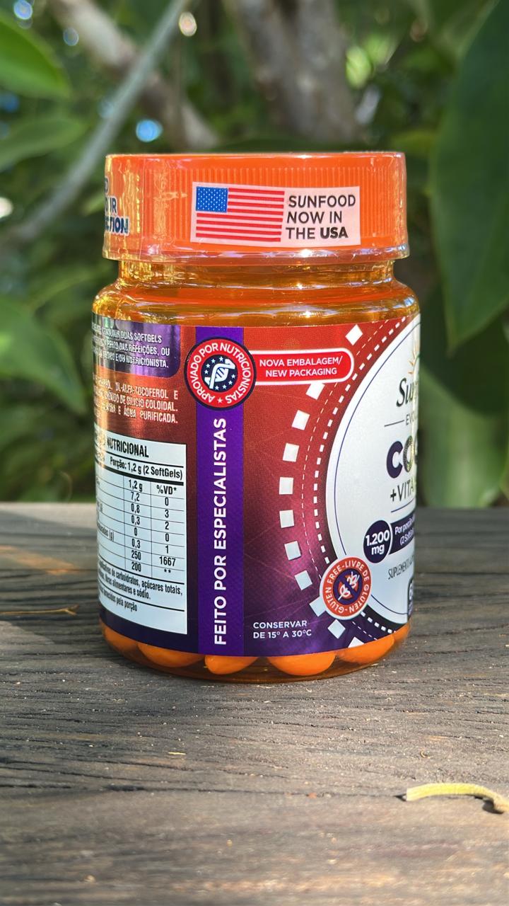 Coq10 Fonte de Vitamina E Sunfood 1200mg 60Sofgels