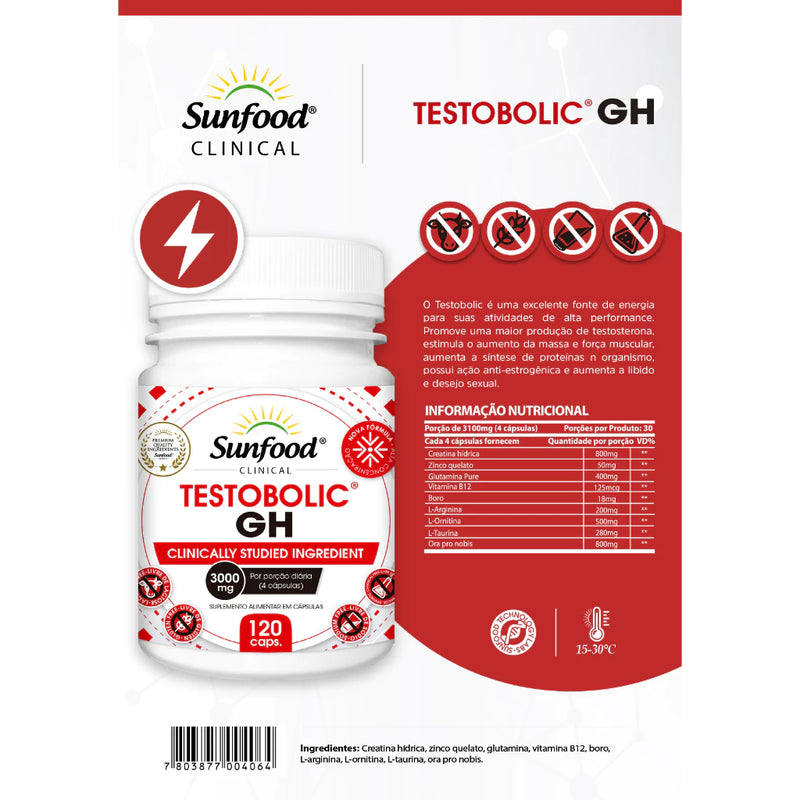 Testobolic GH – Sunfood – 3000mg – 120 Cápsulas