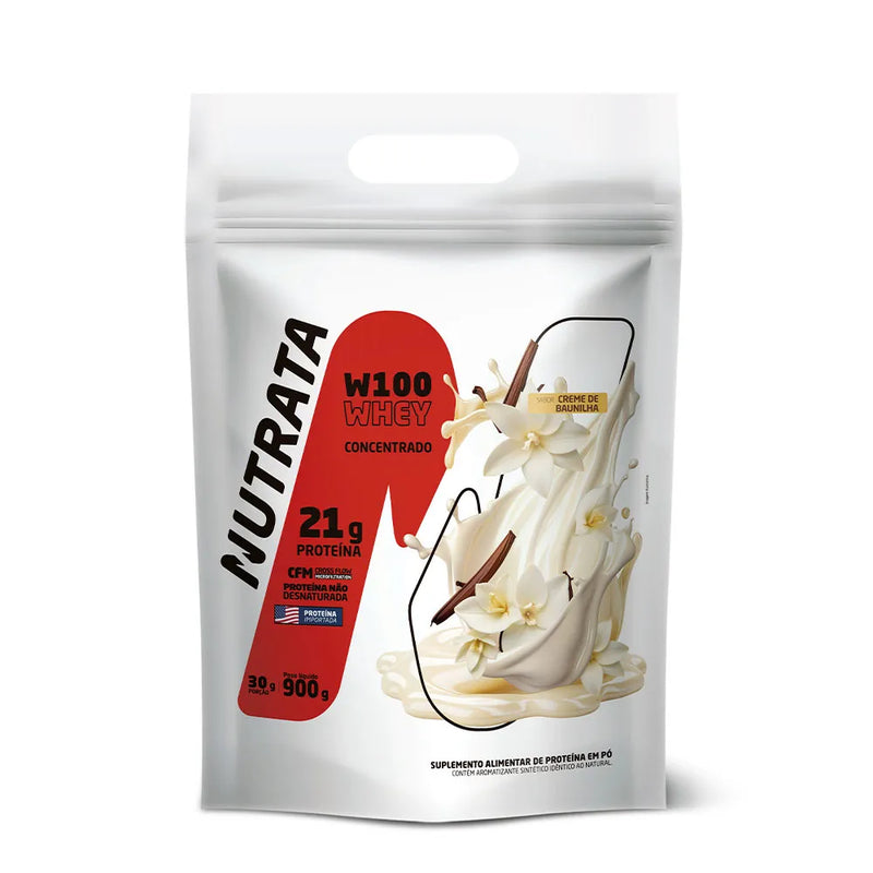 Nutrata W100 Whey Concentrado 900g refil - Creme de Baunilha