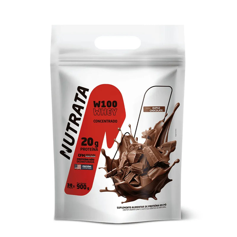Nutrata W100 Whey Concentrado 900g refil - Double Chocolate